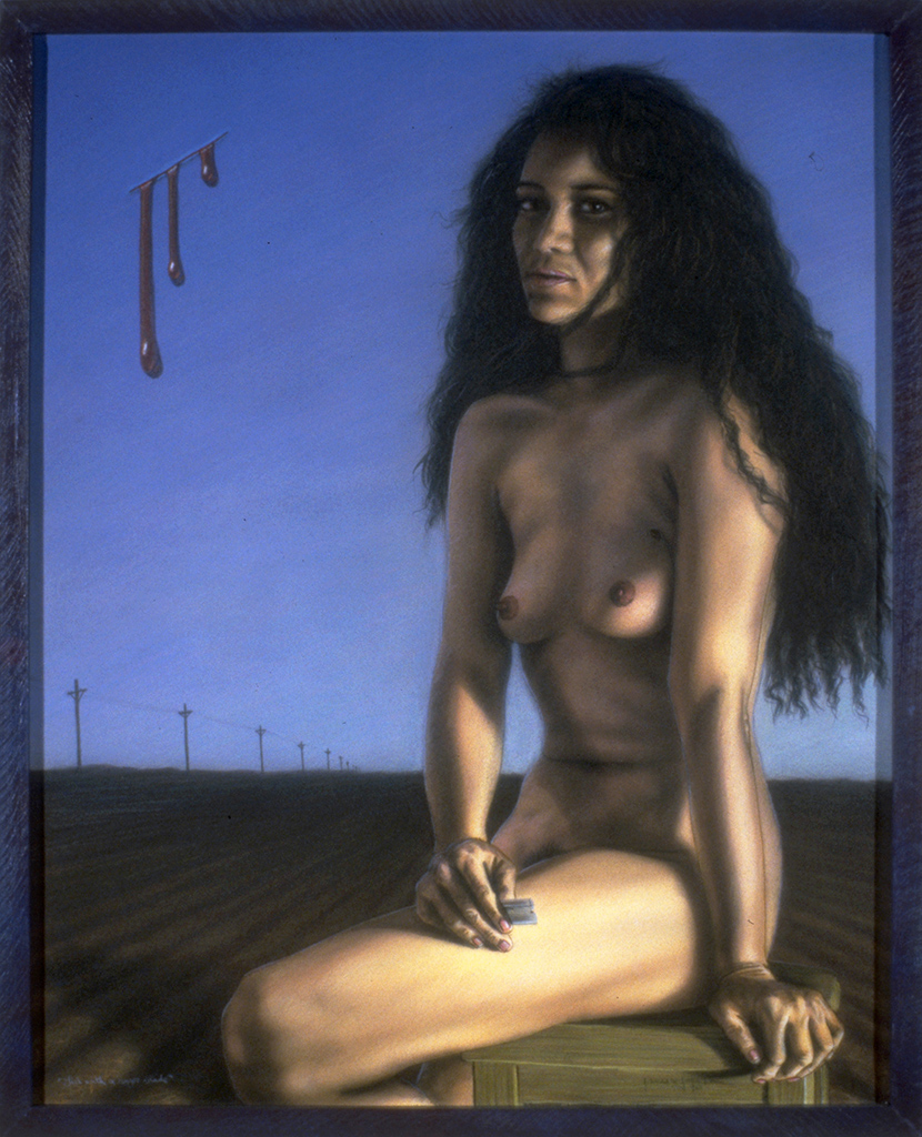 Girl with a razor blade